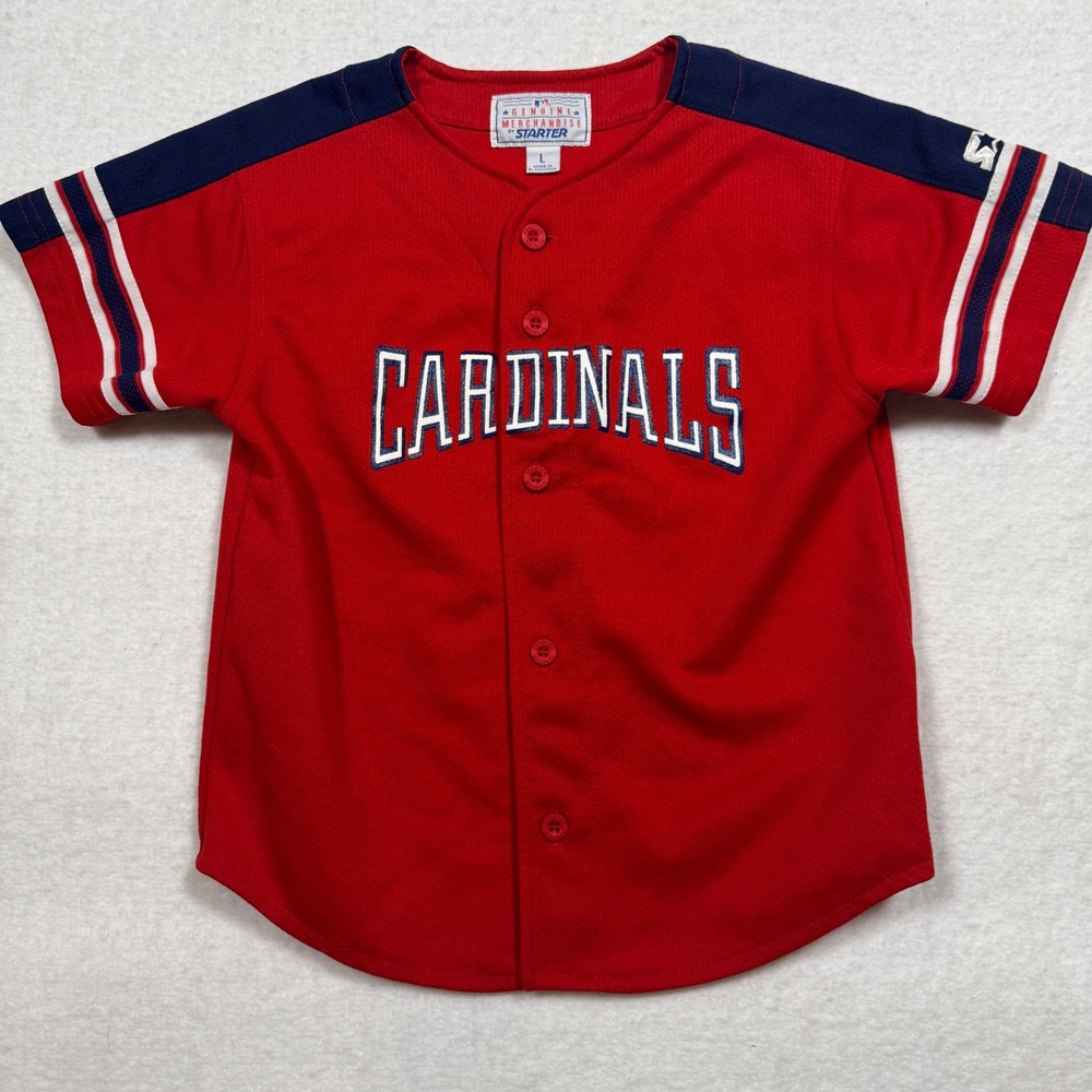 VTG Starter St Louis Cardinals MLB Youth Jersey Red‎ Blue Button Up Size L